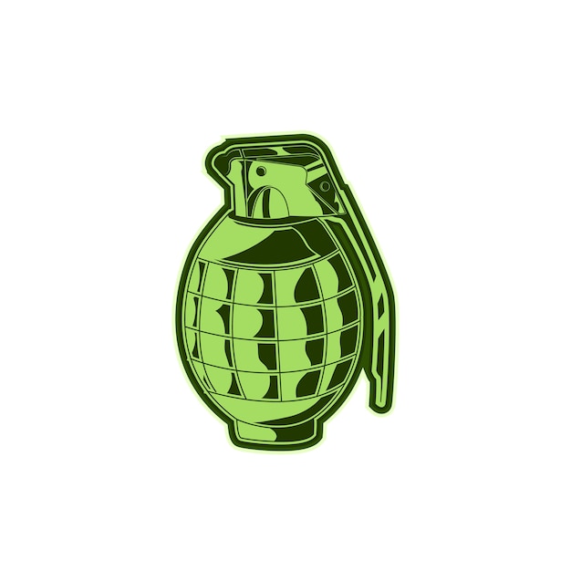 緑色の手榴弾のイラストベクターが隔離されて プレミアムベクター