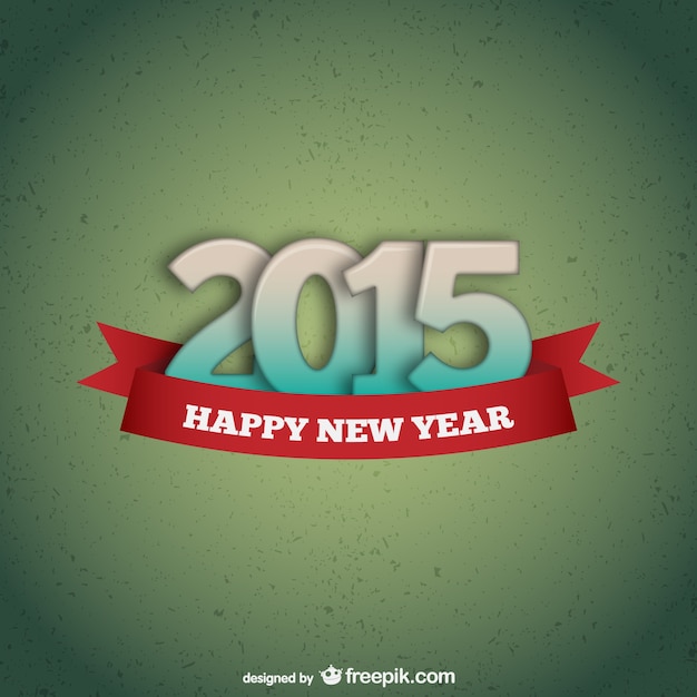 Green happy 2015 card Free Vector