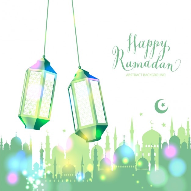 Green Happy Ramadan Background Vector Free Download