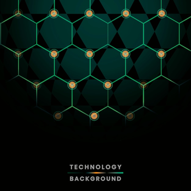 Green hexagon network technology background vector Free Vector