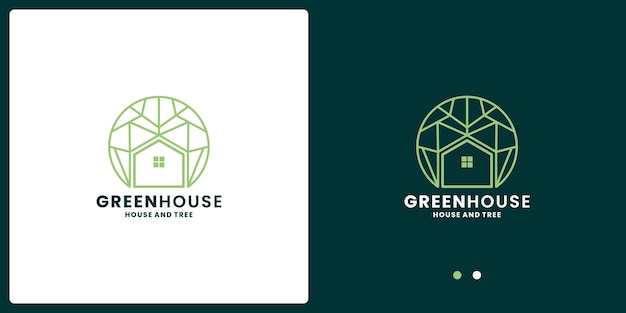 Premium Vector | Green house with globe logo design combination