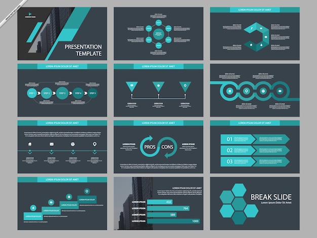 Premium Vector | Green infographic presentation templates