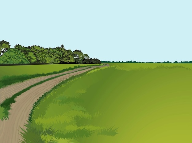 Green landscape with road