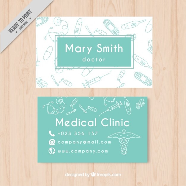 Green medical card with drawings Vector | Free Download
