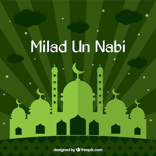 Green milad un nabi background in flat design Vector | Free Download