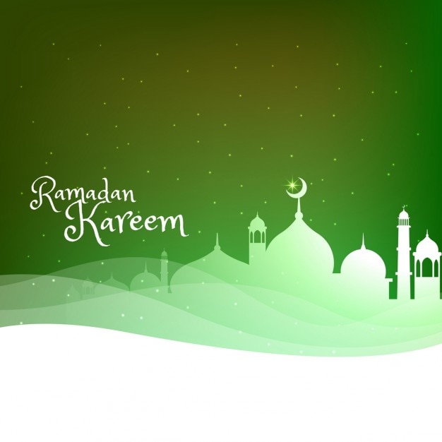 Green mosque silhouette background