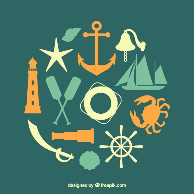 Green nautical elements Vector | Premium Download