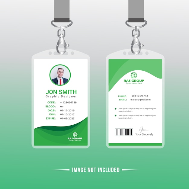 Green office id card template | Premium Vector