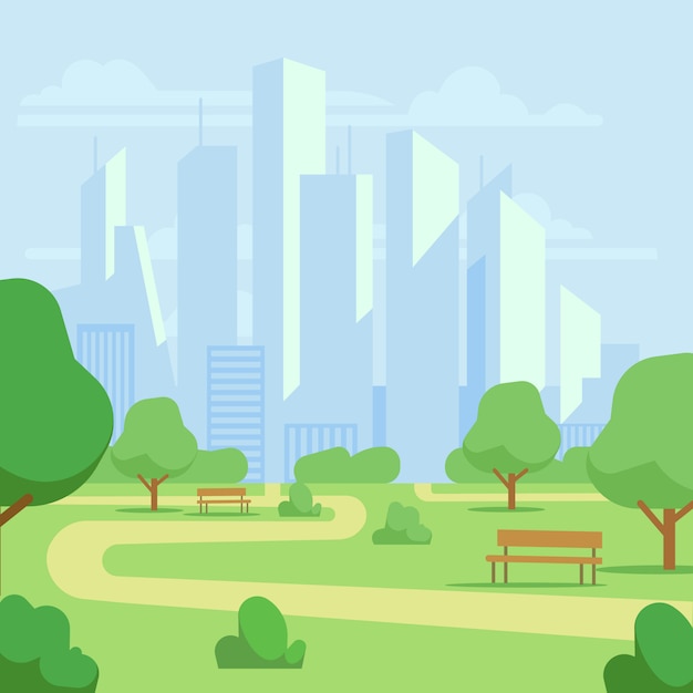 Green park landscape | Premium Vector