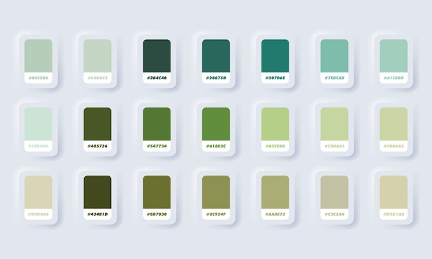 Premium Vector Green Pastel Colour Palette Catalog Samples Green In Rgb Hex Color Catalog