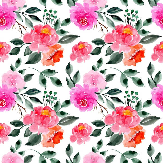 Premium Vector | Green and pink watercolor floral seamless pattern