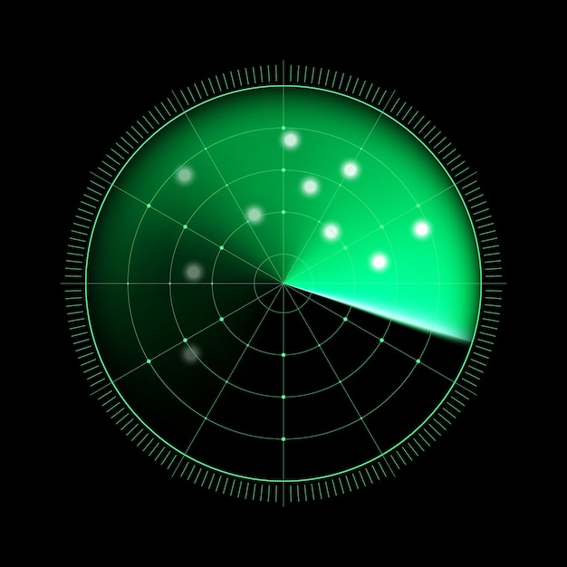 Premium Vector | Green radar isolated on dark background