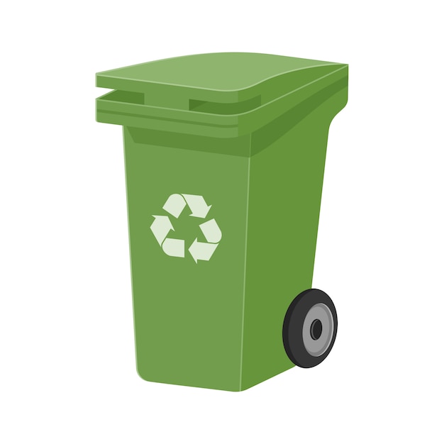 Premium Vector | Green recycle waste bin flat vector illustration