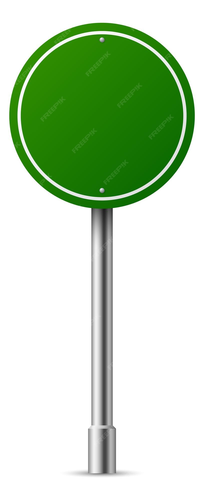 Premium Vector | Green round road sign. realctic blank highway board ...