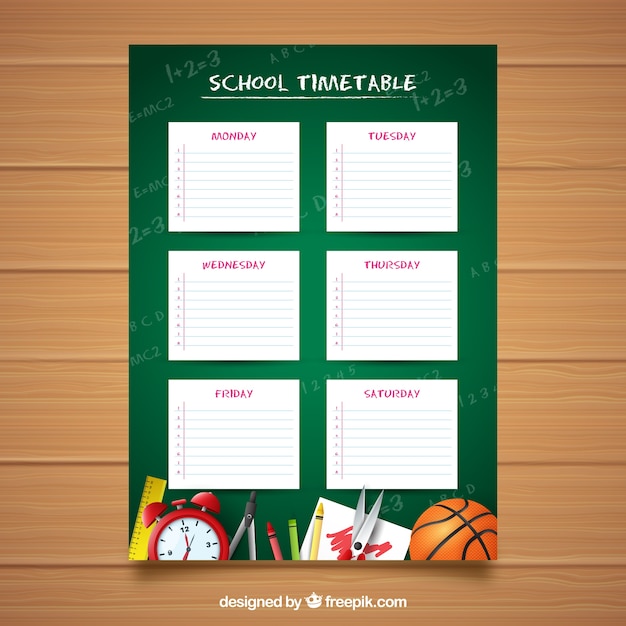 Green school timetable Vector | Free Download