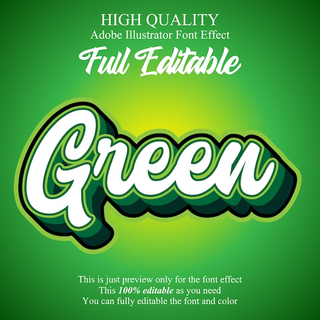 Green Script Editable Typography Font Effect Premium Vector