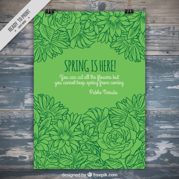 Green sketches flowers spring party
poster