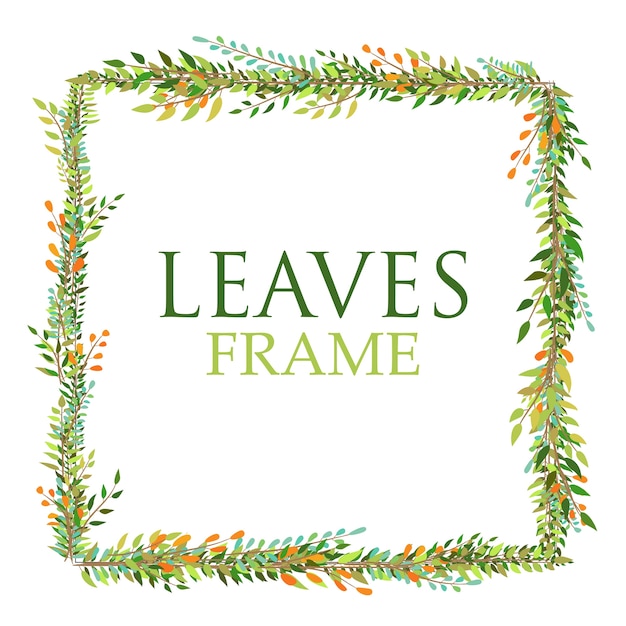 Download Green square leaves frame | Premium Vector
