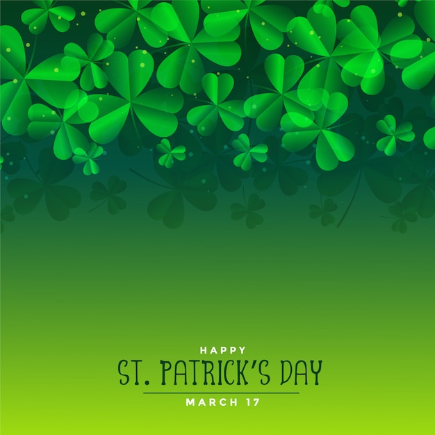 Green St Patricks Day Leaves Background Free Vector