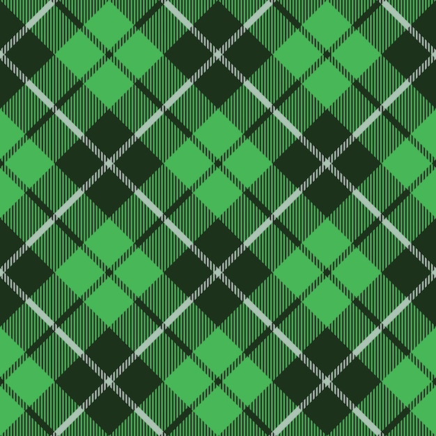 緑のタータンチェック生地のシームレスな斜めの小さなパターン プレミアムベクター