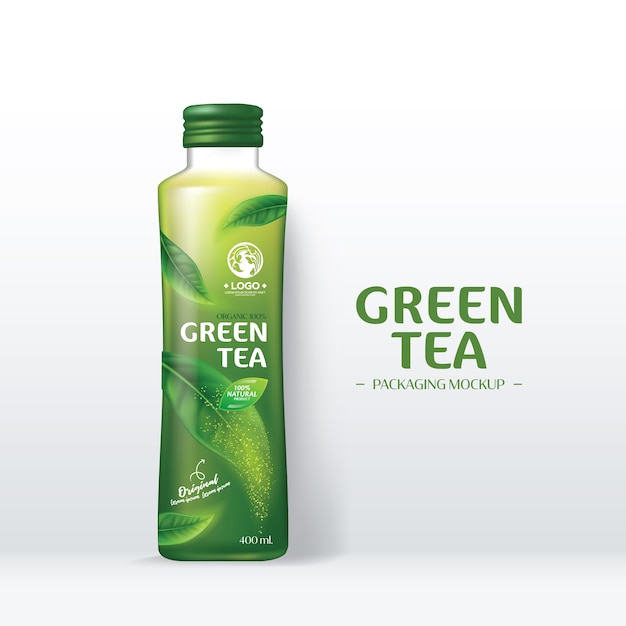 Premium Vector | Green tea drink packaging mockup realistic green tea ...