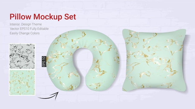 Download Premium Vector Green Travel Neck Pillows Mockup Template