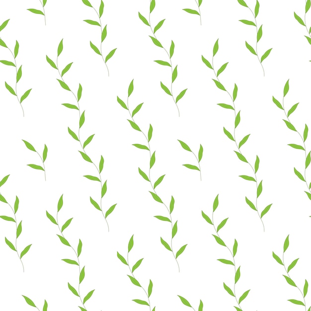 Premium Vector | Green twigs with leaves seamless pattern vector ...