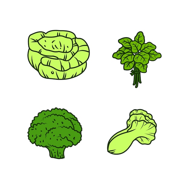 緑の野菜は イラストベクターを収集 プレミアムベクター