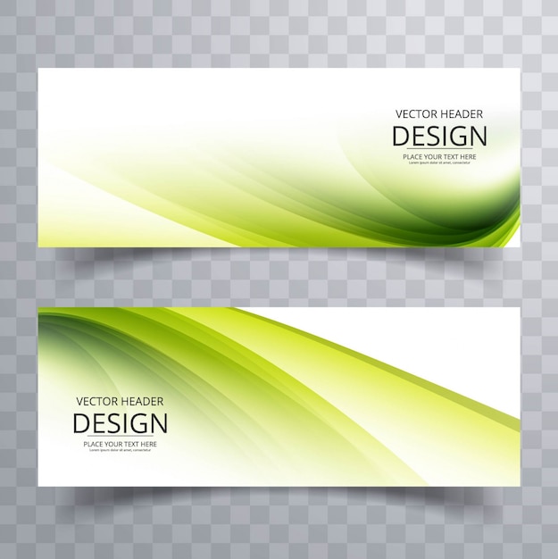 Free Vector | Green wavy banners