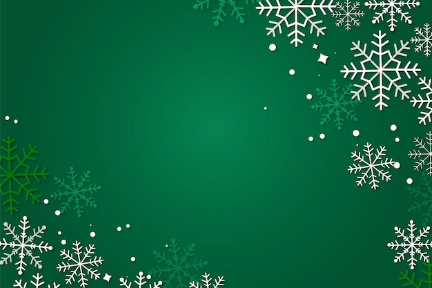 Premium Vector | Green winter background in paper style