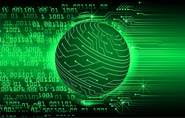 Green world cyber circuit future technology background Premium Vector