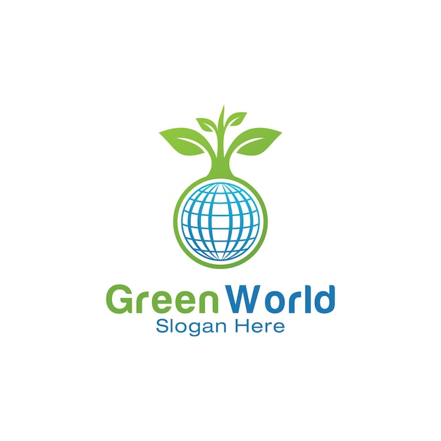 Premium Vector | Green world logo design template