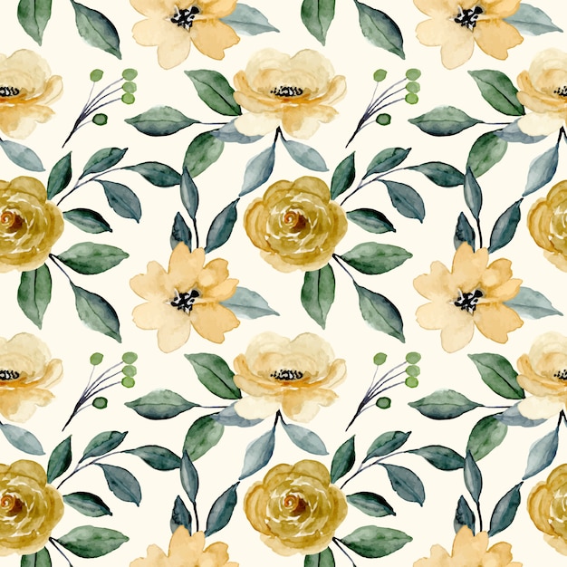 Green yellow floral watercolor seamless pattern | Premium ...
