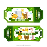 Free Vector Green Zoo Tickets With Animals