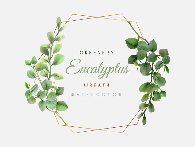 Download Greenery eucalyptus wreath watercolor background | Premium Vector