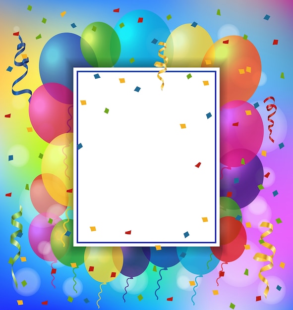 Free Vector | Greeting card, balloons and frame