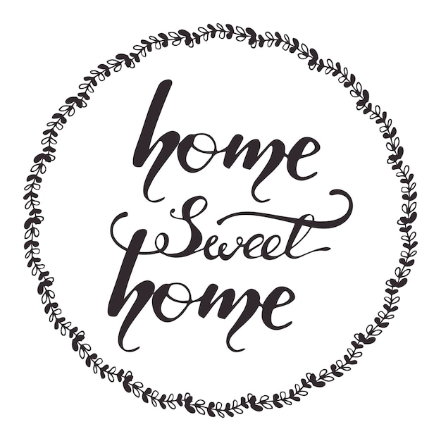 Greeting card design with lettering home sweet home. vector ...