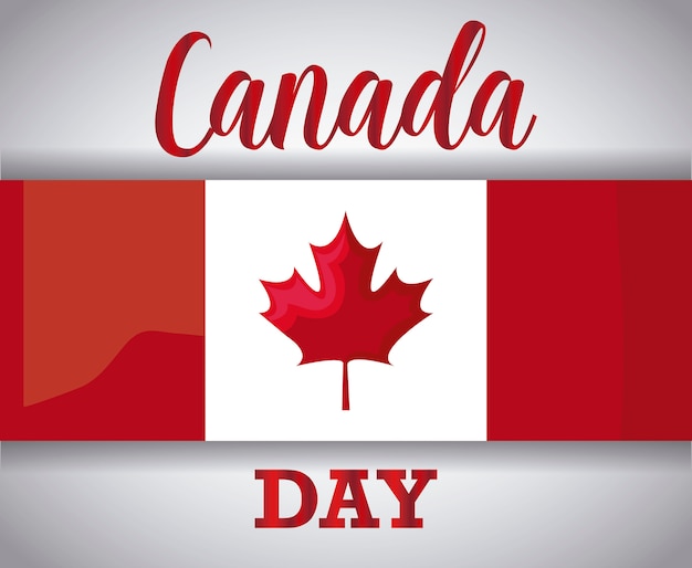 Premium Vector | Greeting card of happy canada day with flag