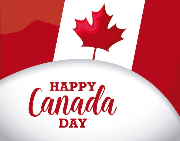 Premium Vector | Greeting card of happy canada day with flag