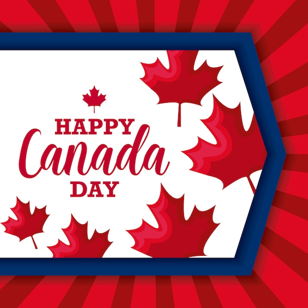 Premium Vector Greeting Card Of Happy Canada Day With Maple Leafs 