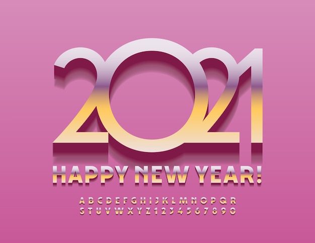 Download Premium Vector | Greeting card happy new year 2021! glossy ...