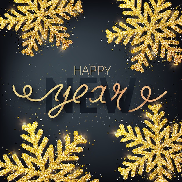 Premium Vector Greeting Card Invitation With Happy New Year Hand