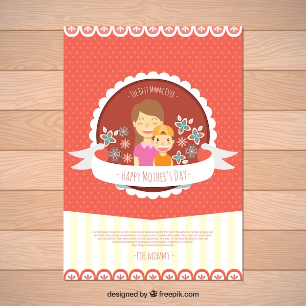 Download Free Vector | Greeting card of mother with her son in flat ...