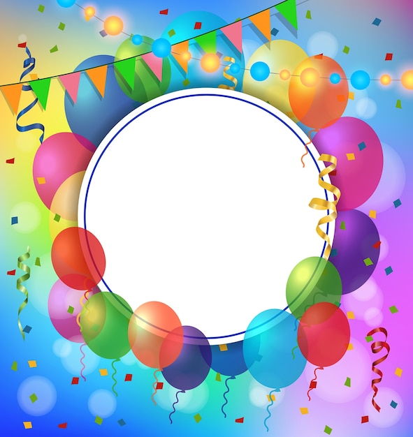 Free Vector | Greeting card, round frame and balloons