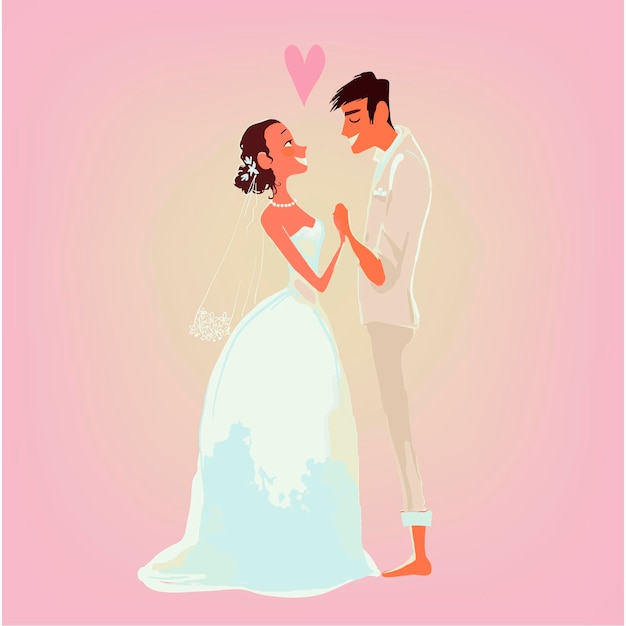 Premium Vector | Greeting card for wedding. the bride and groom