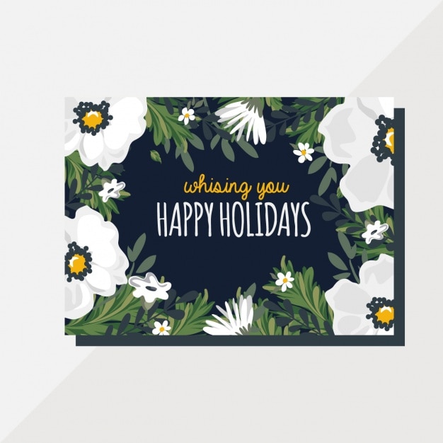 Greeting card with white flowers for
christmas