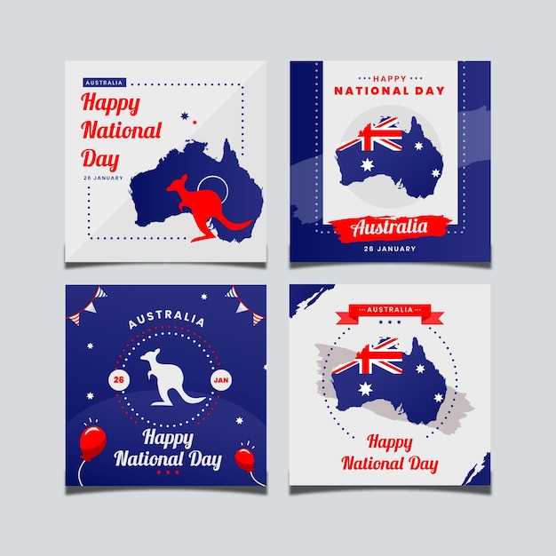 Free Vector Greeting cards collection australia day