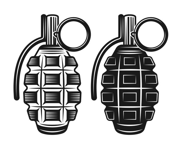 Premium Vector | Grenade black illustration in vintage style