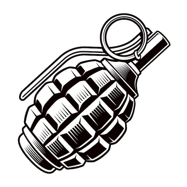 Premium Vector | Grenade black and white illustration.