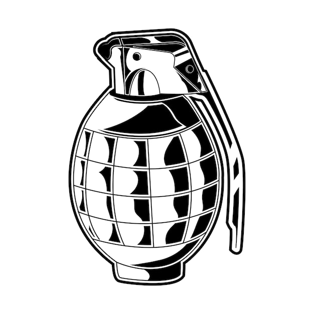 Grenade vector illustration black and white isolated Vector | Premium ...